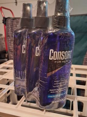 3x Consort For Men Unscented Non-Aerosol Hair Spray - Blue